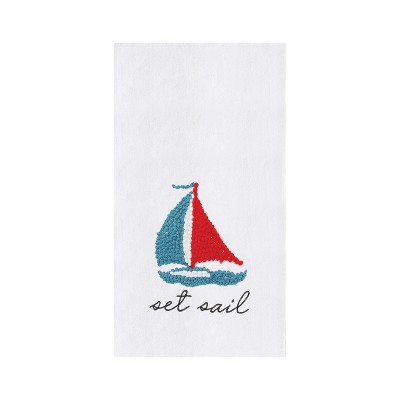 C&F Home Sailboat French Knot Flour Sack Kitchen Towel