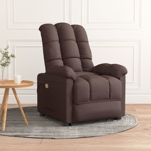 vidaXL Massage Chair Dark Brown Fabric - 1 of 4