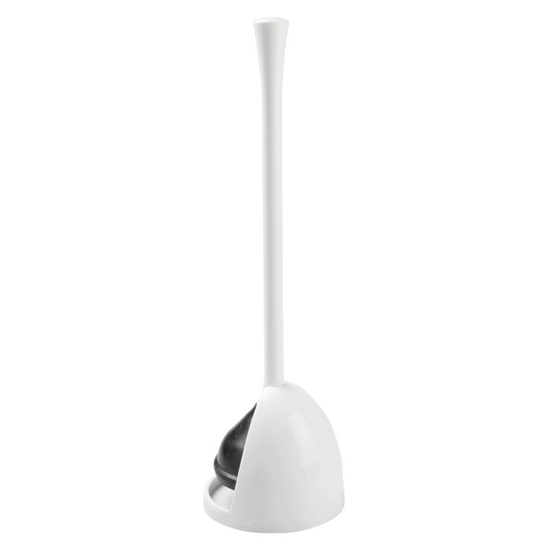 iDESIGN Una BPA Free Plastic Toilet Plunger with Holder White, 4 of 7