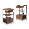 Infurnic Nightstands 2 Sets Of Cloth Nightstand With Drawer, Lamp, Open Compartment, Elegant And Simple Design, Brown, 15.4"*11.7"*25.2" - 4 of 4