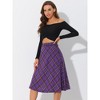 INSPIRE CHIC Women's Tartan Plaid High Waist Belted Vintage A-Line Midi Skirt - 3 of 4