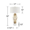 Possini Euro Design Modern Table Lamp 32" Tall Sculptural Gold Spiral Twist Metal White Fabric Drum Shade for Living Room Bedroom Bedside - 4 of 4