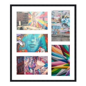 PosterPalooza | Black Finish Collage Frame - White Mat, 20 Frame Sizes to Choose From, UV Acrylic - 1 of 4