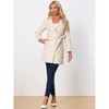INSPIRE CHIC Women's Notched Lapel Collar Button Down Steampunk Faux Leather Coat with Belt - 3 of 4