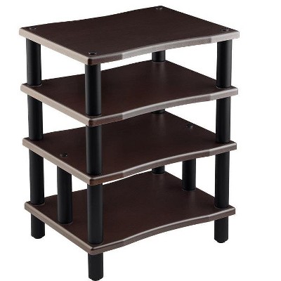 Espresso MDF and Steel 4-Tier Audio Stand with Open Air Design