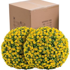 15.7" Artificial Topiary Flower Balls Set of 2,Large Hanging Grass Ball for Home Wedding Decor, Indoor and Outdoor Decor - 1 of 4