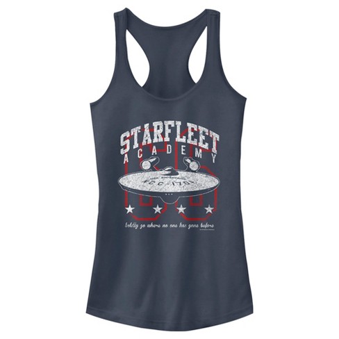 Juniors Womens Star Trek: The Original Series Starfleet Academy Enterprise Boldly Go Racerback Tank Top - image 1 of 4