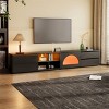 Modern TV Stand with Fluted Glass Door for TVs Up to 100",Media Console with Sliding Door and LED Lighting for Living Room – The Pop Home - 2 of 4