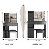 Syemin Vanity Tables Left Drawer Desktop Vanity Table with Cushioned Stool, Makeup Vanity with Drawer Bedroom Dressing Table, Black, 37"*15.7"*54" - 3 of 4