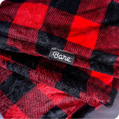 Luxurious King-Sized Buffalo Plaid Red/Black Microplush Fleece Blanket