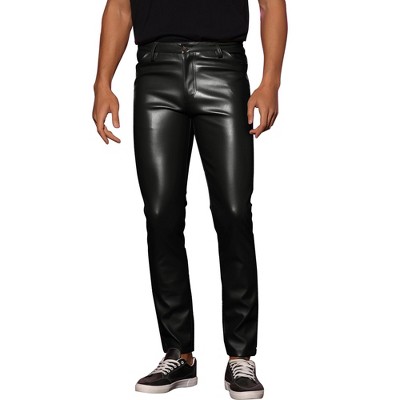 Lars Amadeus Men's Slim Fit Motorcycle Biker Faux Leather Trousers