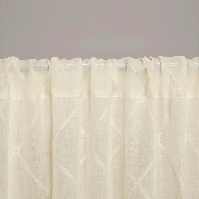 Ivory Embroidered Sheer Rod Pocket Drape Panel