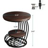 Syemin End Tables Round Vintage End Table with 2-Tier Storage Compact Bedside Table or Accent Table for Living Room, Brown, 19.69"*19.69"*24.8" - 3 of 4