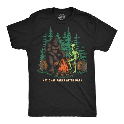 Мужские футболки Crazy Dog T-Shirts, Inc. Mens Funny T Shirts National Parks After Dark Sarcastic Bigfoot Alien Graphic Novelty Tee for Men - Crazy Dog Men's T Shirt For Campers Black XL