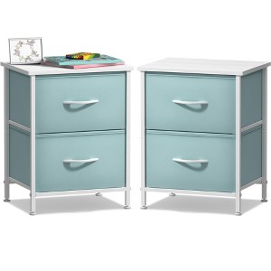 Sorbus Nightstand with 2 Drawers - Steel Frame, Wood Top & Easy Pull Fabric Bins - Great for Home, Bedroom, Office & College Dorm (2 Pack) - 1 of 4