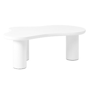 NicBex Modern 44" Irregular Shape Coffee Table with Round Edge and 3 Cylindrical Legs for Living Room - 1 of 4