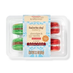 Holiday Christmas Cookies and Bars Variety Mini Macarons Chocolate and Vanilla - 2.1oz/4ct - Favorite Day™ - 1 of 4