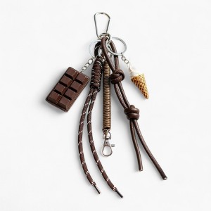 Anna-Kaci Chocolate and Ice Cream Charm Keychain with Faux Leather Straps and Metal Details - Brown - 1 of 4