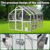 Outdoor Cat House Catio Enclosure, 110'' Cat Cage Condo Indoor Playpen with 2 Bridges, 2 Sleeping Houses and 7 Catwalks for Indoor Outdoor - 2 of 4