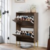 23.6" Mid-Century Modern Shoe Cabinet with 2 Flip-Top Drawers and Metal Legs, Entryway Storage Organizer for Hallway - 4 of 4