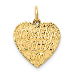 Black Bow Jewelry 14k Yellow Gold Daddy's Little Girl Heart Charm or Pendant, 15mm - 1 of 4