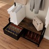 Vynxaria 33.1 Inch Independent Coat Rack in Brown, 2 Removable Drawers, Shoe Storage, 23 Hanging Hooks Perfect for Indoors - 4 of 4