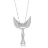 Bella Silver Sterling Silver CZ Angel  18" Pendant Necklace W/Movable Wings - Rhodum Plated - Silver - 4 of 4