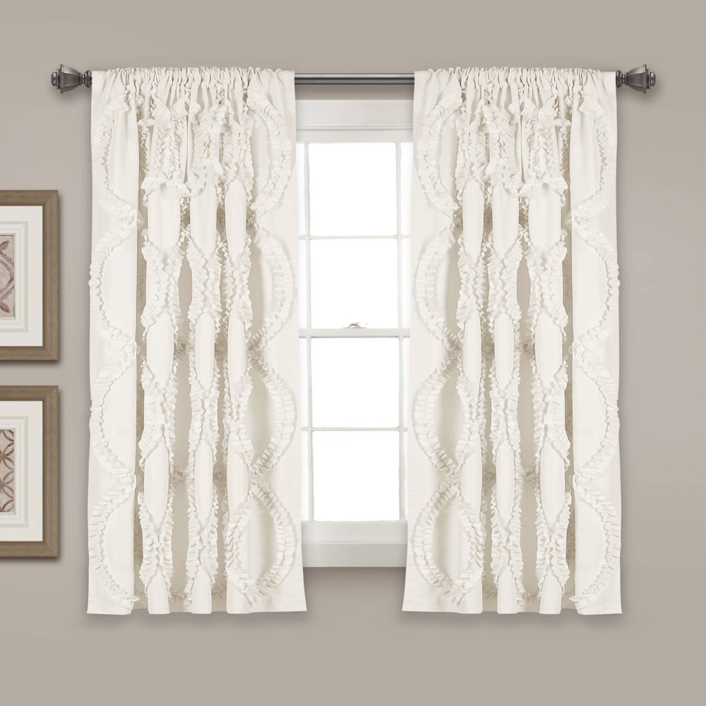 Photos - Curtains & Drapes 63"x54" Avon Window Curtain Panel White - Lush Décor