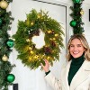 Pre Lit Christmas Wreaths 24 Inch- Real Touch Norfolk Pine Wreath with Lights,with Natural Pine Cones and Berries - 4 of 4