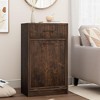 Fluted Tilt Out, Hidden Garbage 10 Gallon, Freestanding Dog Proof Trash Cabinet, Wooden Trash Can Cabinet for Kitchen Dining Living Room, Walnut - 2 of 4