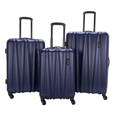 Skyline 3pc Hardside Checked Spinner Luggage Set Navy Target