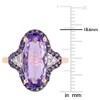 EVERLY JEWELRY | Rose Plated Sterling Silver 3.5 CT TGW Oval Cut Amethyst and African Amethyst and White Topaz Ring - 4 of 4