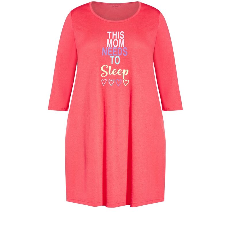 Women's Plus Size  3/4 Sleeve Sleep Shirt - coral sleep | AVENUE, 3 of 4