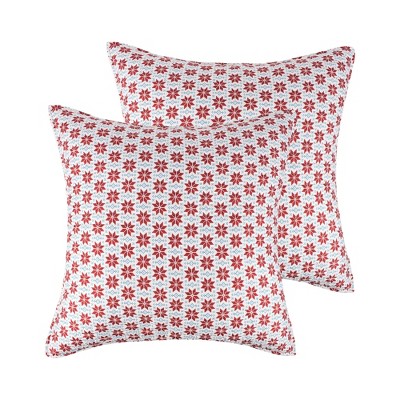 Silent Night Teal Holiday Euro Sham Set of 2 Red - Levtex Home