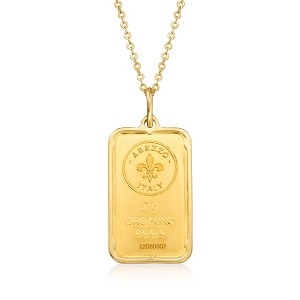 Ross-Simons Italian 24kt Yellow Gold Fleur-De-Lis 2-Gram Ingot Pendant Necklace With 14kt Yellow Gold Frame - 1 of 4