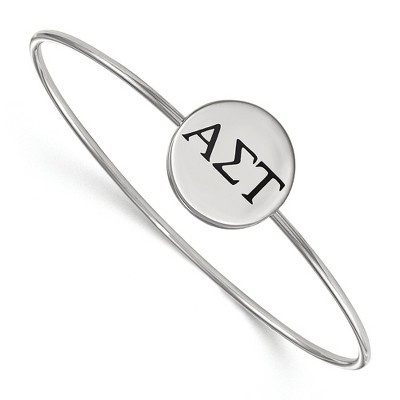 Black Bow Jewelry Sterling Silver Alpha Sigma Tau Greek Life Bangle Bracelet 6 Inch