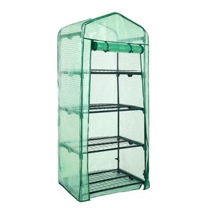 Aoodor 27x19x63 Inch 4 Tier Upgrade Greenhouse with Protective PE/PVC Base for Tidier and Cleaner Indoor Outdoor Gardening - 1 of 4