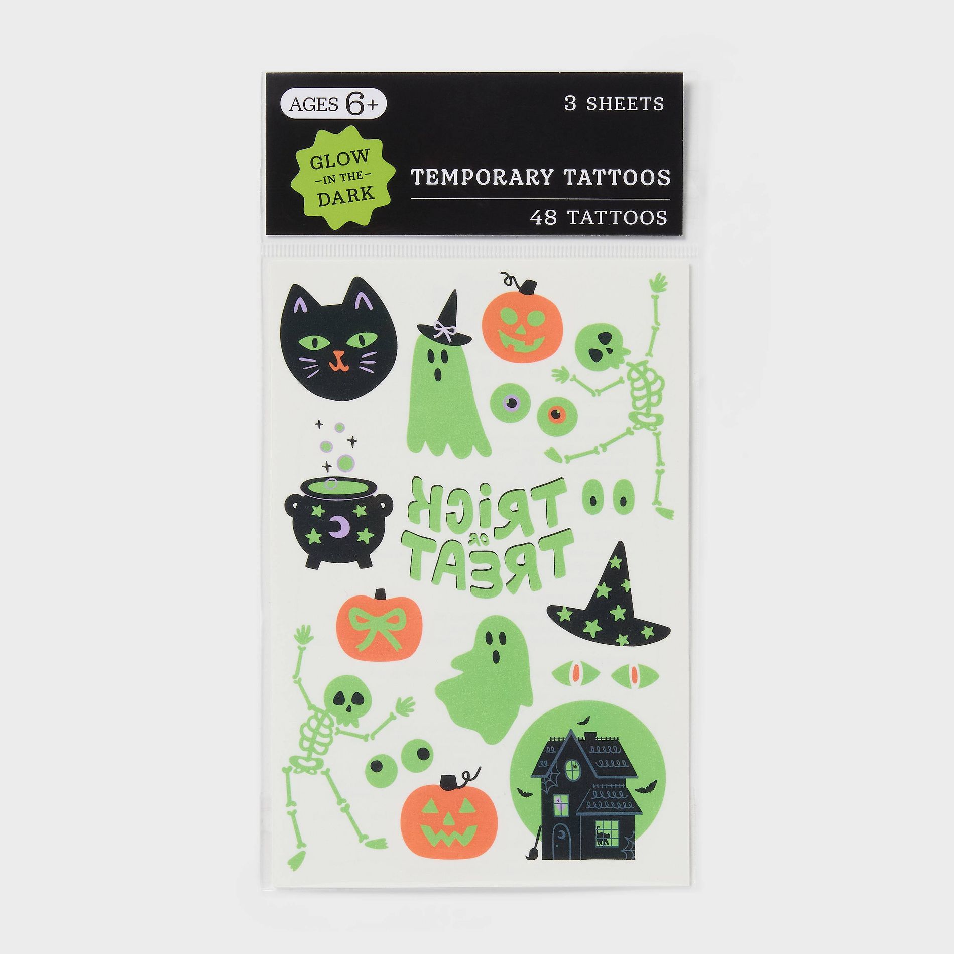 Halloween Glow in the Dark Temporary Tattoos 3 Sheets - Spritz™