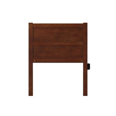 NoHo Walnut Twin Wooden Panel Headboard with Charging Station