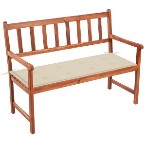 vidaXL Solid Acacia Wood Patio Bench with Light Oil Finish and Comfortable Cushion - 47.2 inch Retro Style Bench for Outdoor Spaces - 1 of 4