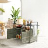 Outsunny 2-Tier Shelf PE Rattan Outdoor Bar Table, Glass Top Patio Serving Cart - 2 of 4