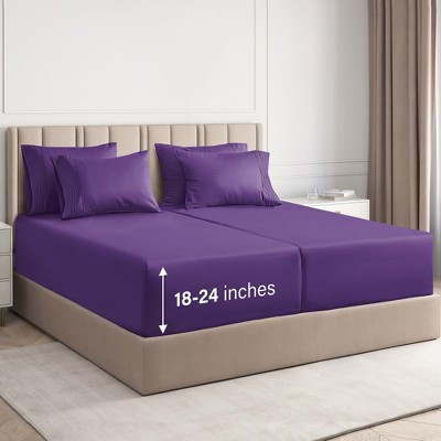 6 Piece Sheet Set - Extra Deep Pocket for 18"-24" Mattresses & Extra Pillowcases - CGK Linens
