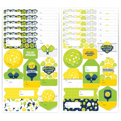 Big Dot of Happiness Let’s Rally - Pickleball Assorted Birthday or Retirement Party Gift Tag Labels - To and From Stickers - 12 Sheets - 120 Stickers