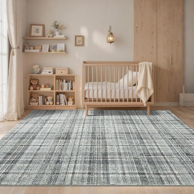 Washable Area Rug Non-Shedding & Easy Care Mat for Kitchen Dining Room Living Room Bedroom Home Decor, Modern Farmhouse Foldable Thin Non Slip Carpet