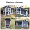 Wooden Rabbit Cage Large Outdoor House With Deeper No Leakage Pull Out Tray UV Panel Removable Bottom Wire Mesh 61x21.2x37 Inches Cages Outdoor - 3 of 4