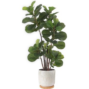 COZONY 3.9 / 4.9FT Artificial Fiddle Leaf Fig Tree, Faux Potted Indoor & Outdoor Decorative Plant - 1 of 4
