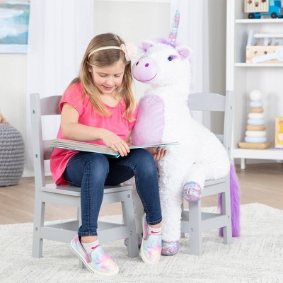 Modern Cool Gray Solid Wood Kids Chair Pair