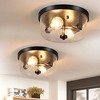 DAKAFUL Flush Mount Ceiling Light with Seeded Glass, Minimalist Style 2-Light,E26 Base Metal Fixture for Bedroom, Hallway,Corridor(Black) - 3 of 4