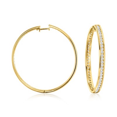 Ross-Simons 2.90 ct. t.w. CZ Hoop Earrings in 18kt Gold Over Sterling