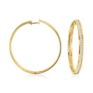 Ross-Simons 2.90 ct. t.w. CZ Hoop Earrings in 18kt Gold Over Sterling - 1 of 3